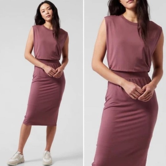 Athleta Santorini Cinch Dress Tawny
Rose Pink Jersey Knit Stretch Midi Casual 2X - Picture 1 of 9